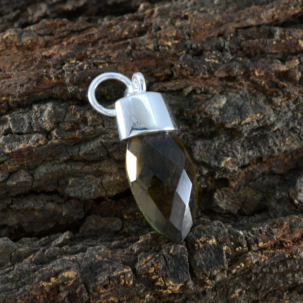 Smoky Quartz Dainty Egyptian 925 Silver Solitaire Emma Trendy Brown Pendant Jewelry - Image 3