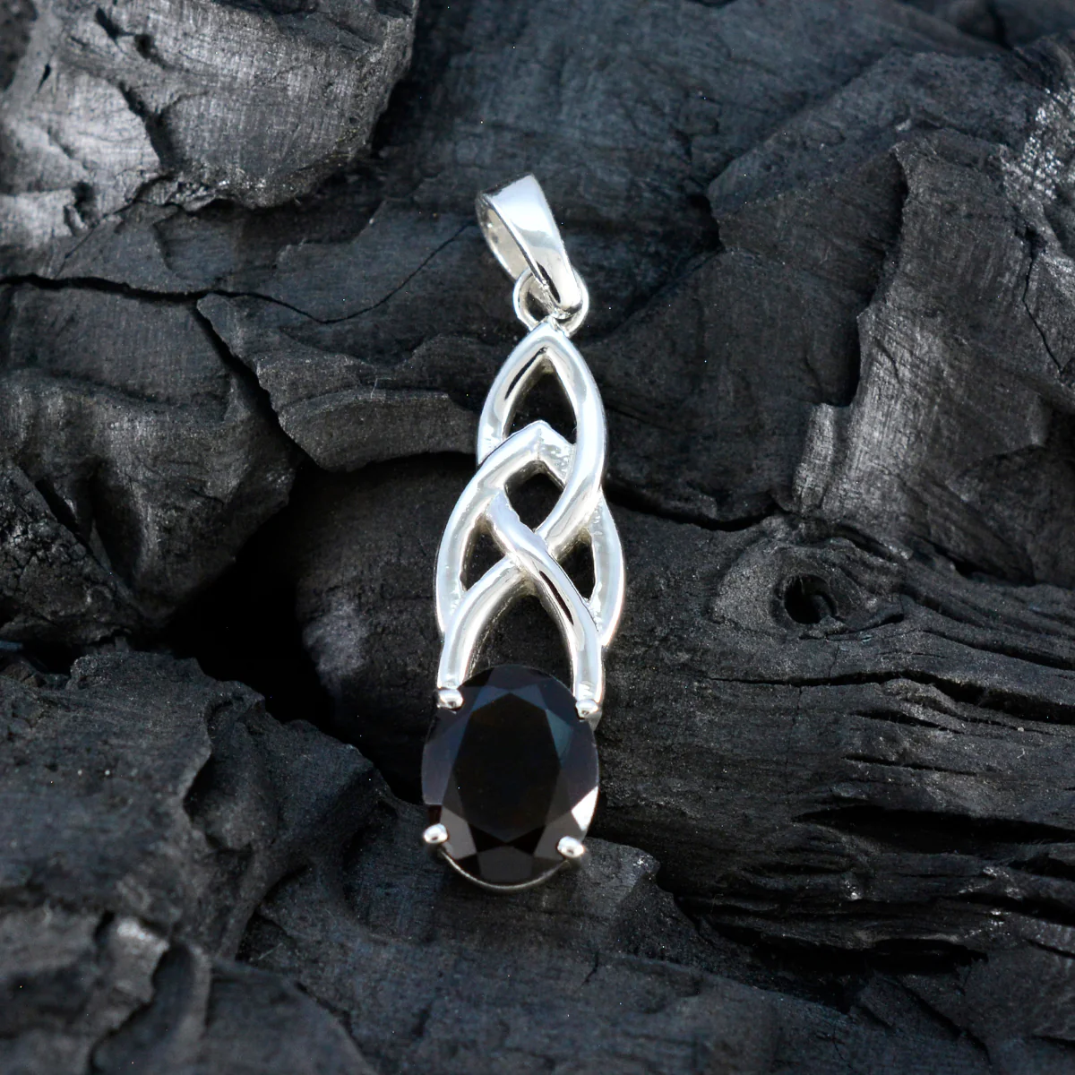 Smoky Quartz Delicate Italian Silver Solitaire Rosa Claddagh Brown Pendant Jewelry - Image 3