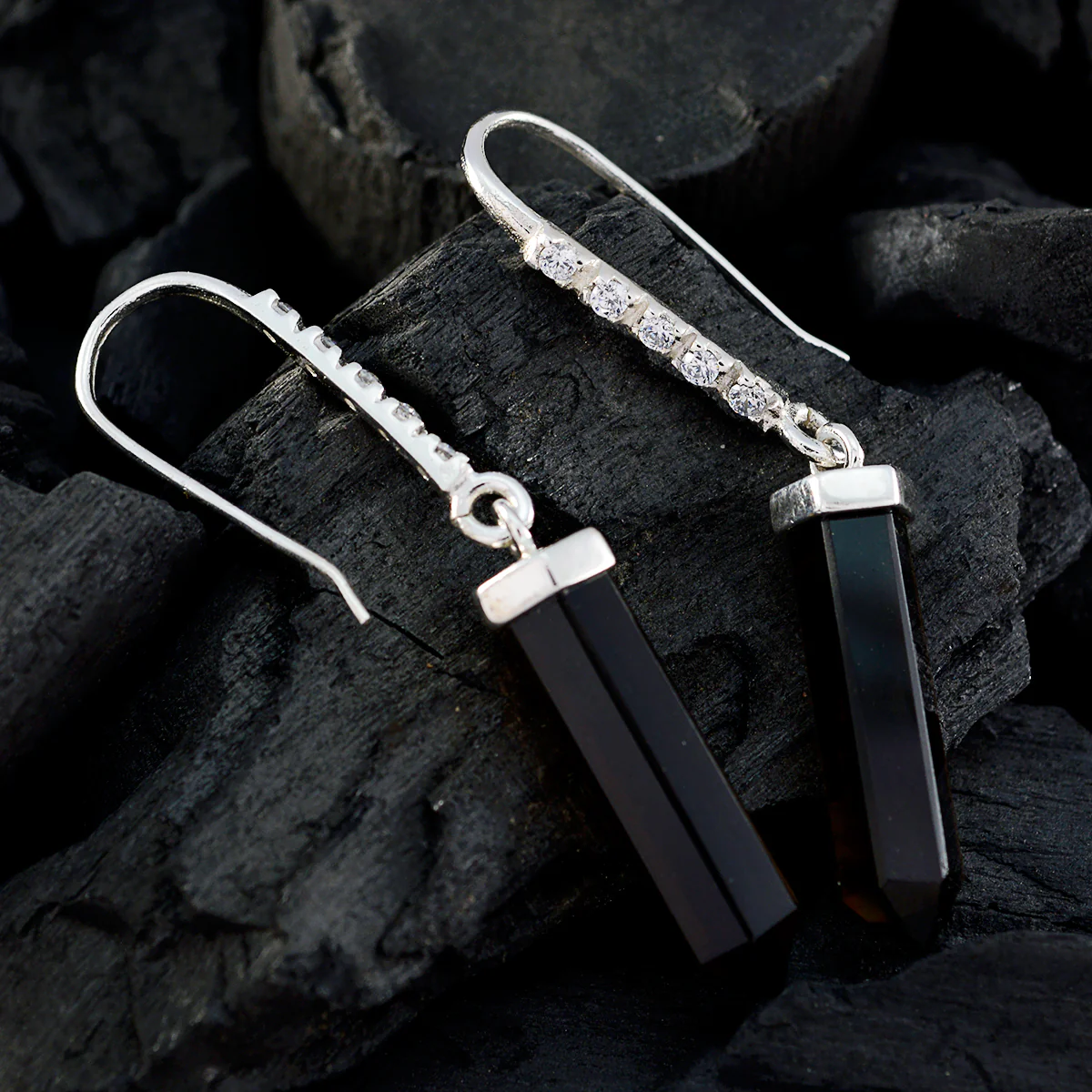 Smoky Quartz Egyptian Patricia multiple Dangle Brown Sterling Silver Earring - Image 2