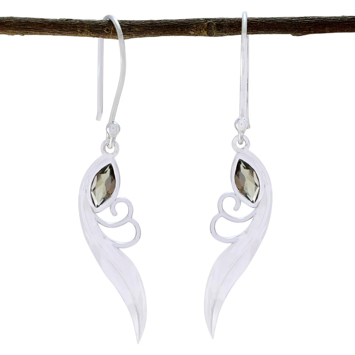 Smoky Quartz Italian Cecilia Solitaire Dangle Brown 92.5 Silver Earring