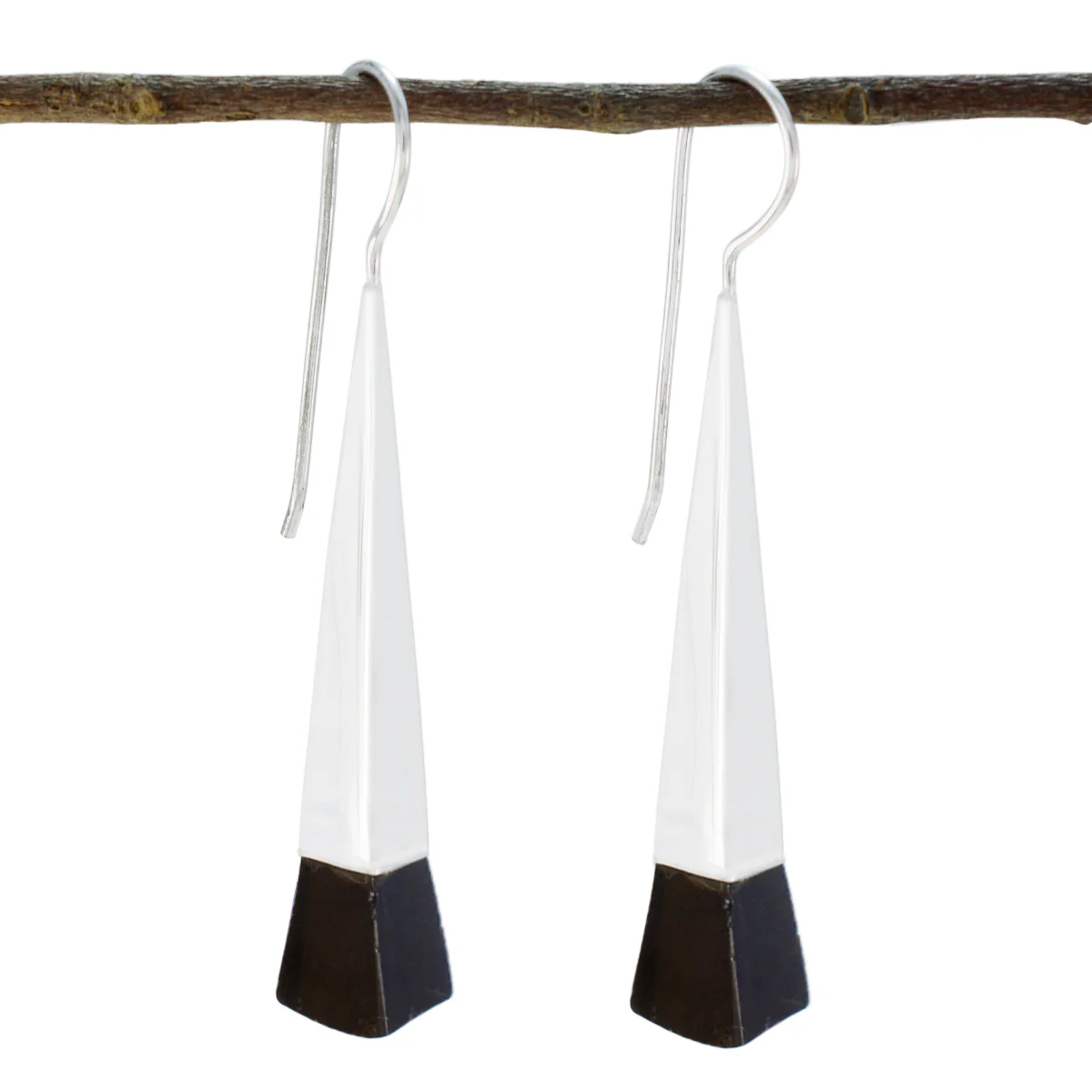 Smoky Quartz Italian Emi Solitaire Dangle Brown 925 Silver Earring