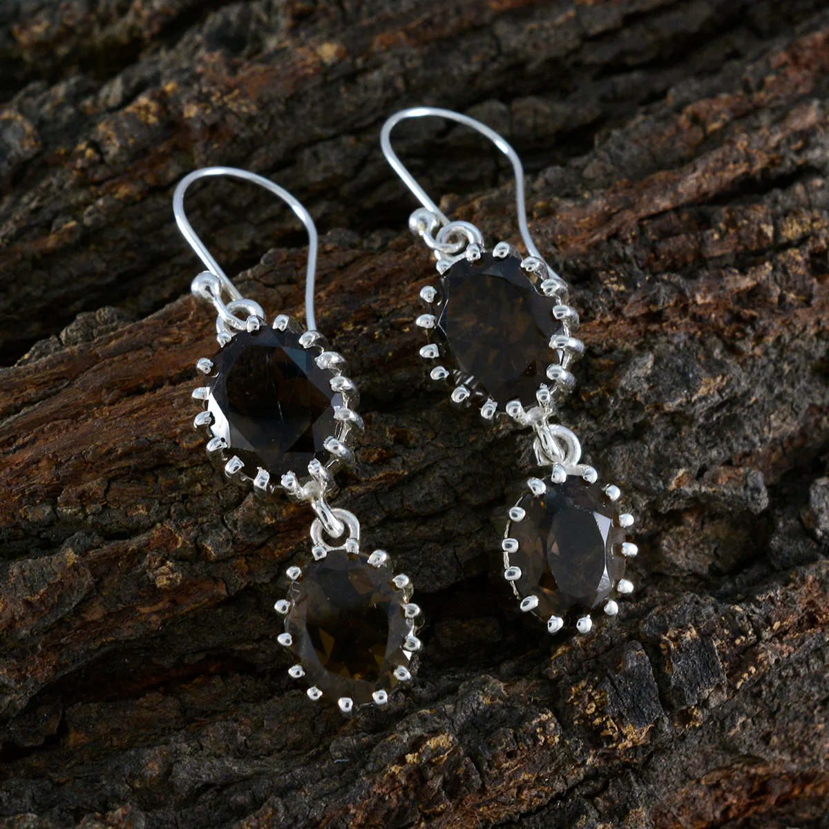 Smoky Quartz Italian Lili Toi et Moi Dangle Brown 92.5 Silver Earring - Image 3