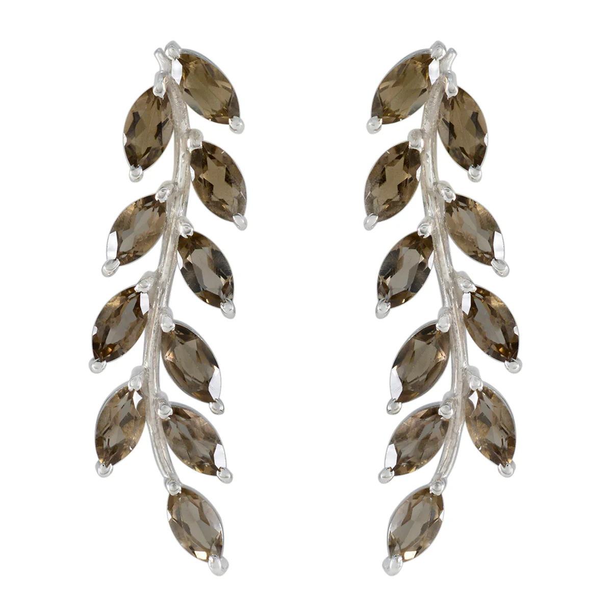 Smoky Quartz Italian Noelia multiple Stud Brown 92.5 Silver Earring
