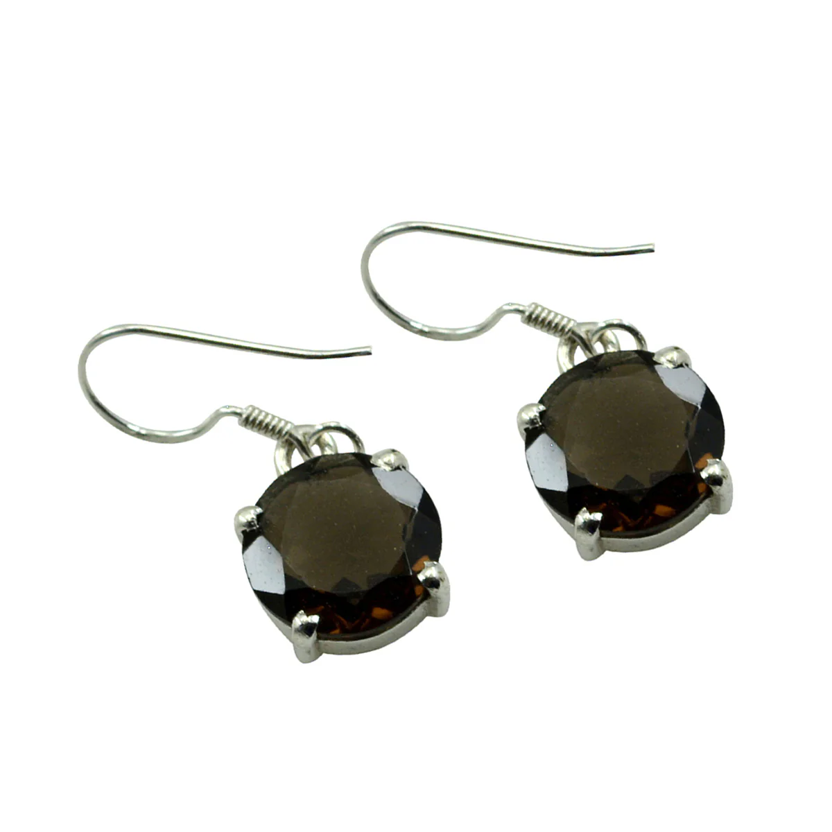 Smoky Quartz Japanese Haruka Solitaire Dangle Brown 925 Sterling Silver Earring - Image 2