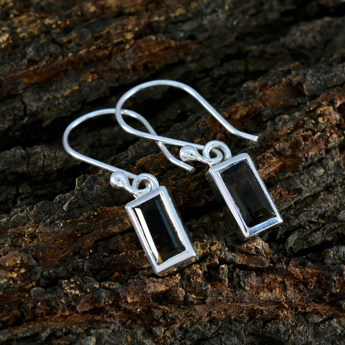 Smoky Quartz Mexican Mia Solitaire Dangle Brown 92.5 Silver Earring - Image 3
