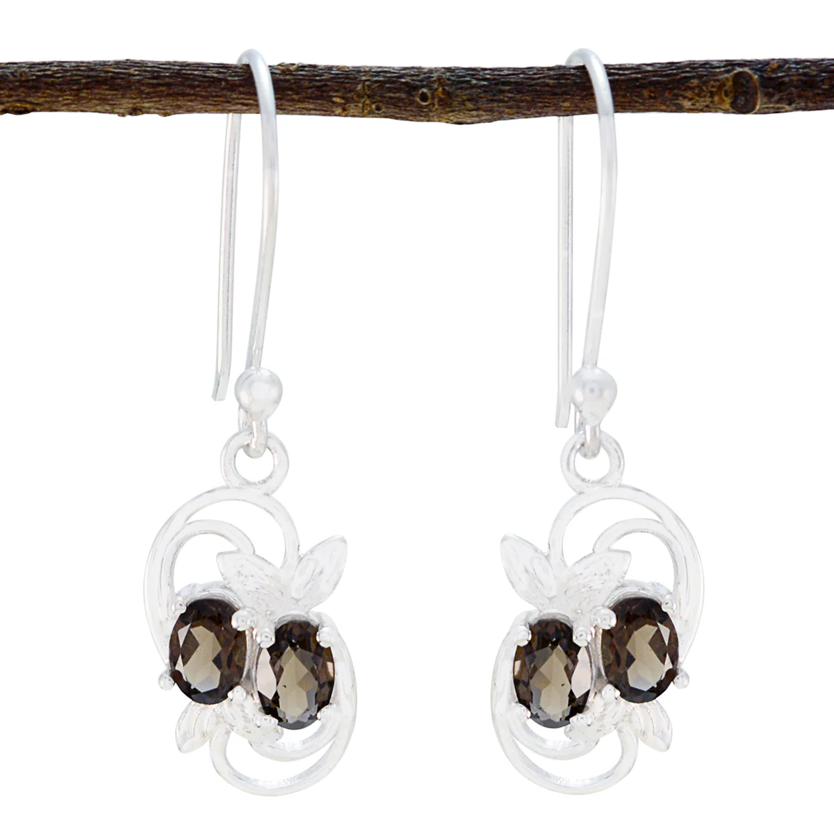 Smoky Quartz Middle Eastern Katharina multiple Dangle Brown Silver Earring