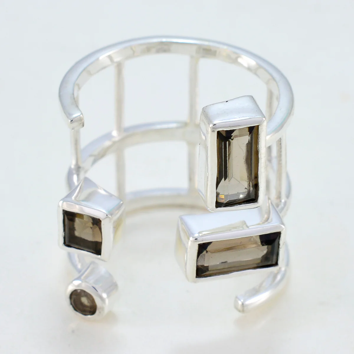 smoky quartz quarter Egyptian 92.5 Silver Brown Gemstone Mid-weight Signet Ring Jewellery - Image 2