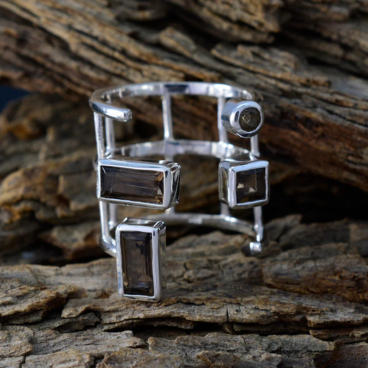 smoky quartz quarter Egyptian 92.5 Silver Brown Gemstone Mid-weight Signet Ring Jewellery - Image 3
