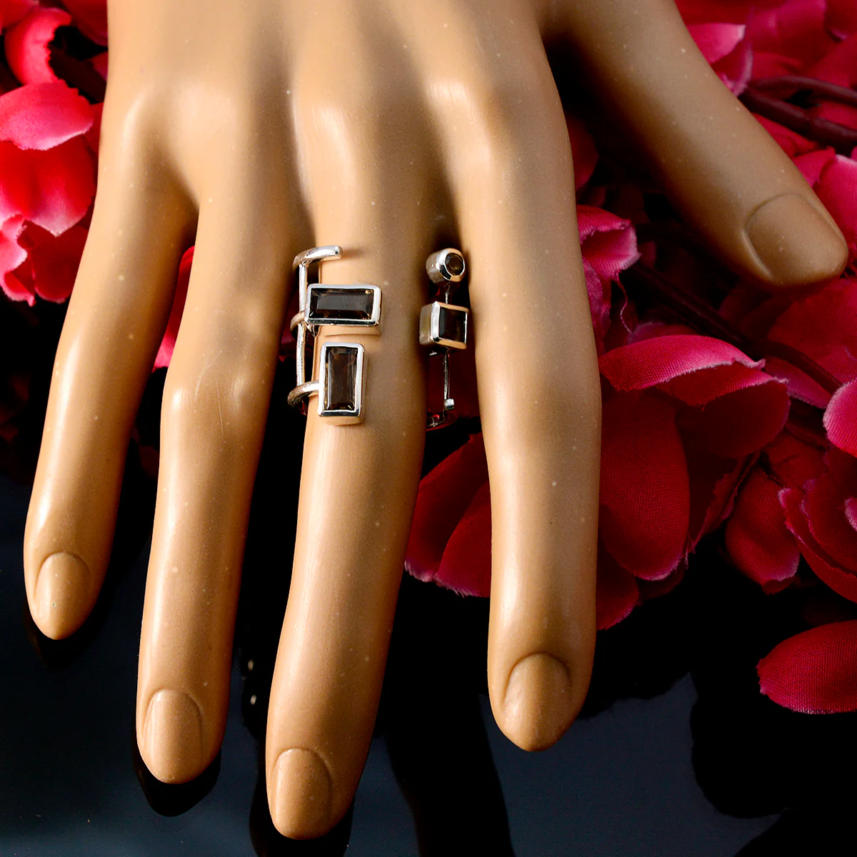 smoky quartz quarter Egyptian 92.5 Silver Brown Gemstone Mid-weight Signet Ring Jewellery - Image 5