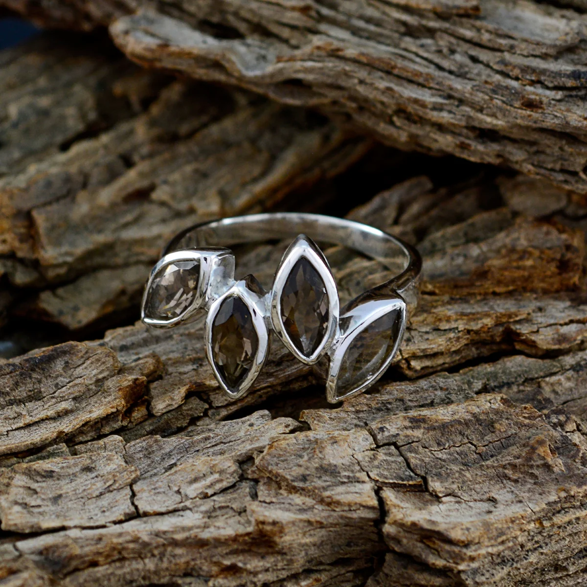 smoky quartz quarter Russian Silver Brown Gemstones Featherlight Sophisticated Ring Jewelry - Image 3