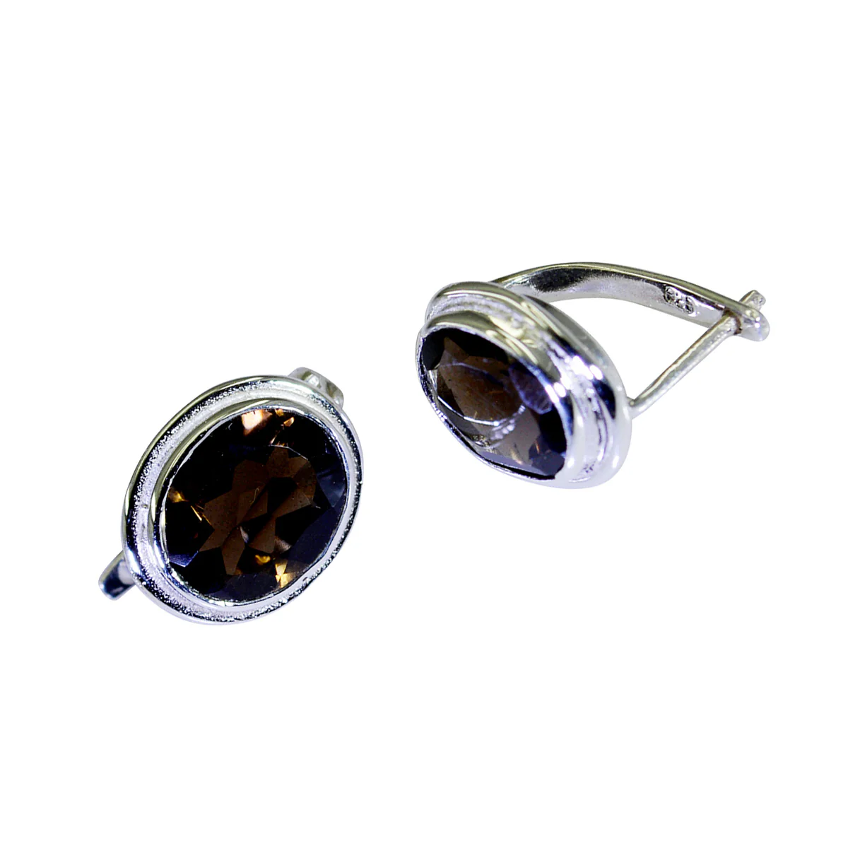 Smoky Quartz Russian Andrea Solitaire Stud Brown 92.5 Silver Earring - Image 2