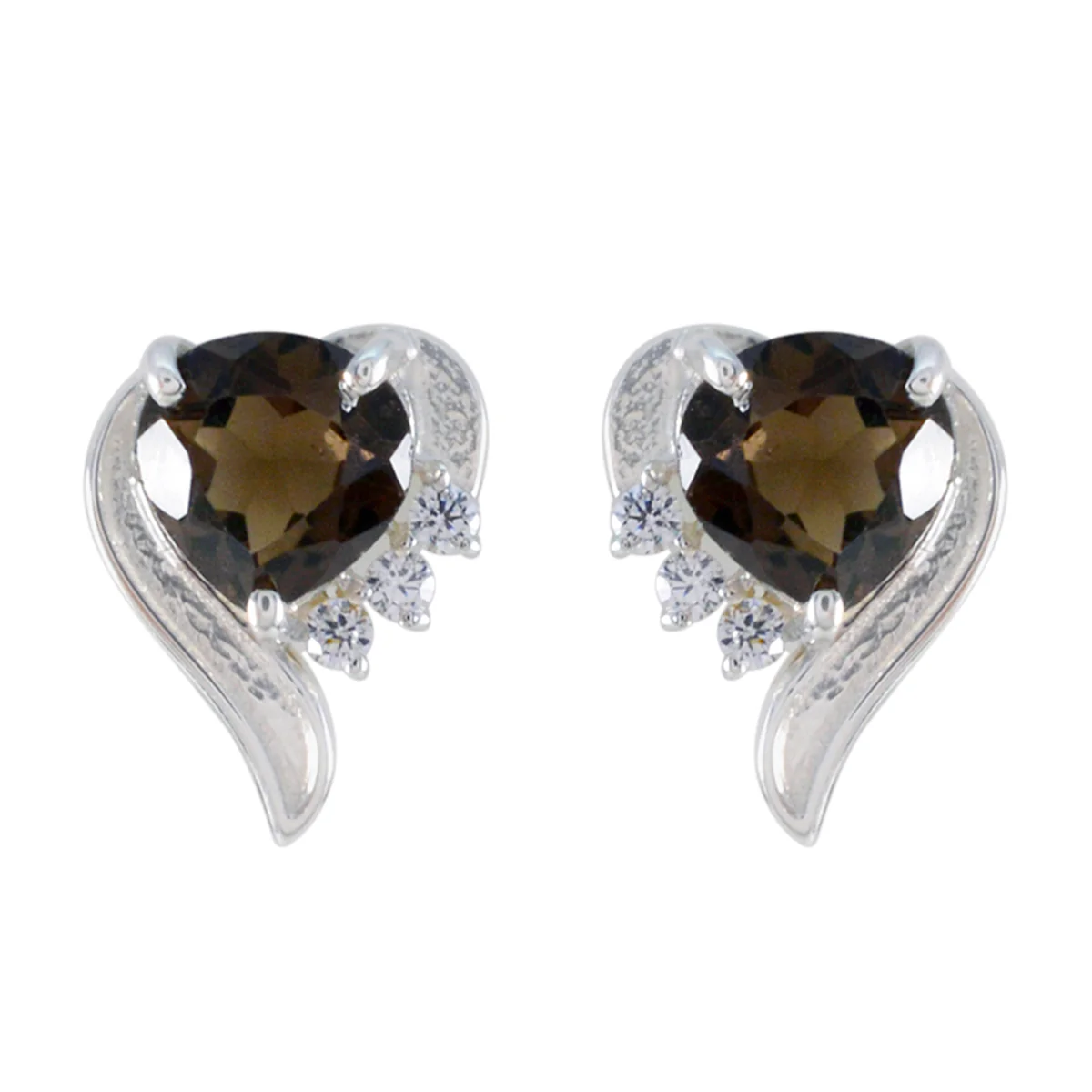 Smoky Quartz Russian Isabella multiple Stud Brown 925 Sterling Silver Earring