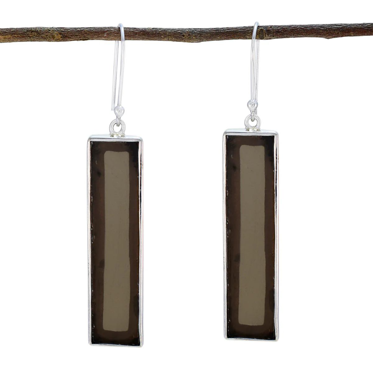 Smoky Quartz Russian Isabella Solitaire Dangle Brown Silver Earring