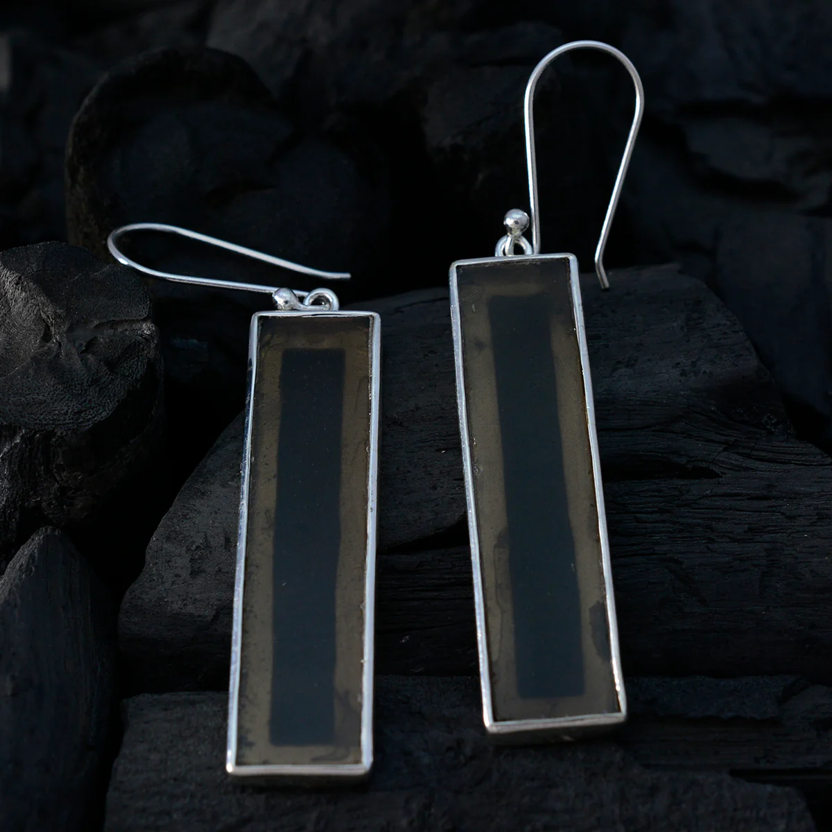 Smoky Quartz Russian Isabella Solitaire Dangle Brown Silver Earring - Image 2