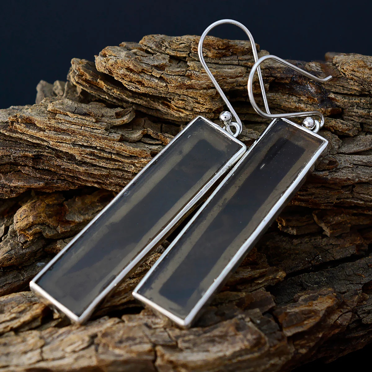 Smoky Quartz Russian Isabella Solitaire Dangle Brown Silver Earring - Image 3