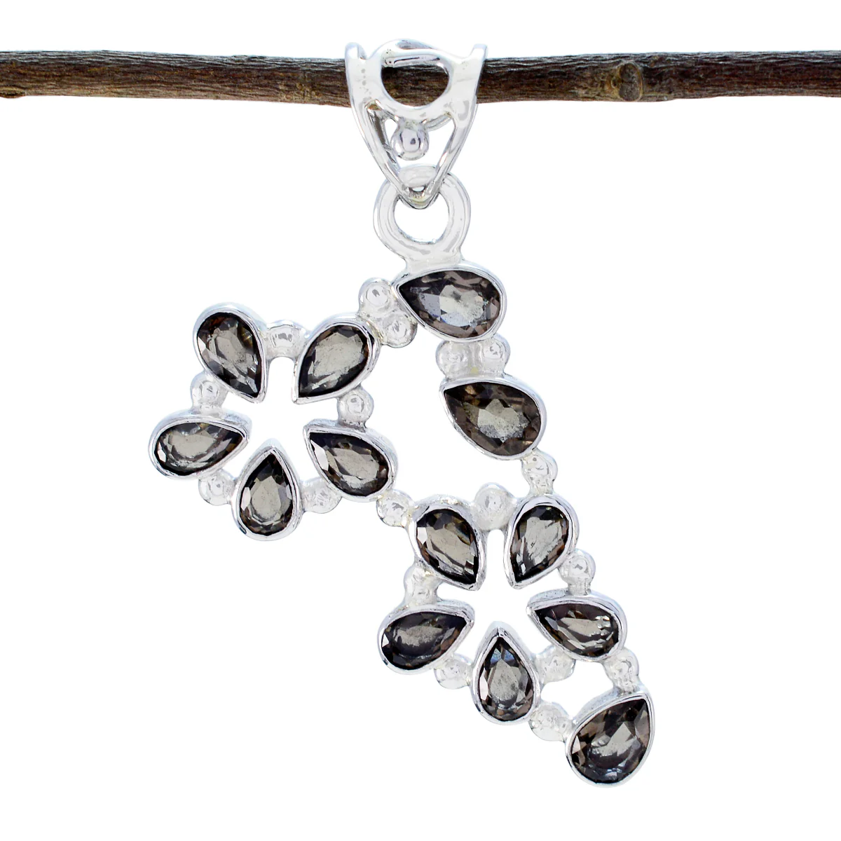 smoky quartz Slim Mexican 92.5 Silver multiple Hanna Luxurious Brown Pendant Jewellery