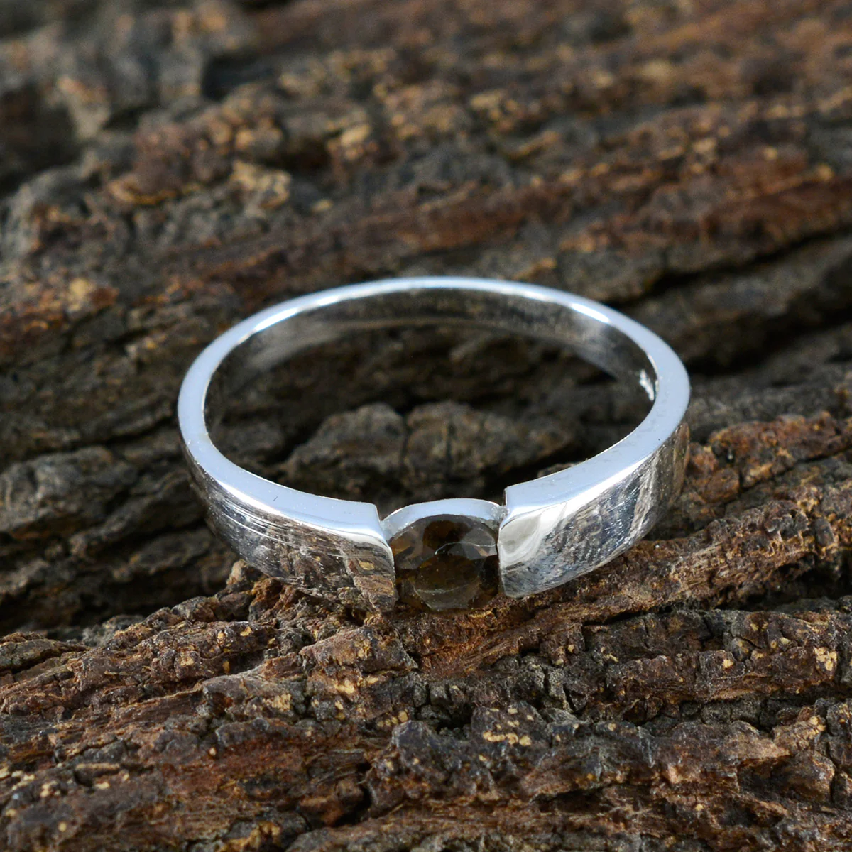 Smoky Quartz Solitaire African 92.5 Silver Brown Gemstones Slim Trendy Ring Jewelry - Image 3