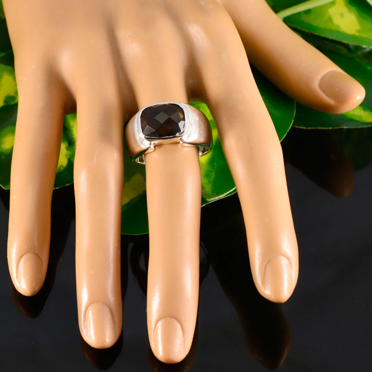 Smoky Quartz Solitaire African 925 Sterling Silver Brown Gems Essential  Modern Ring Jewelry - Image 5