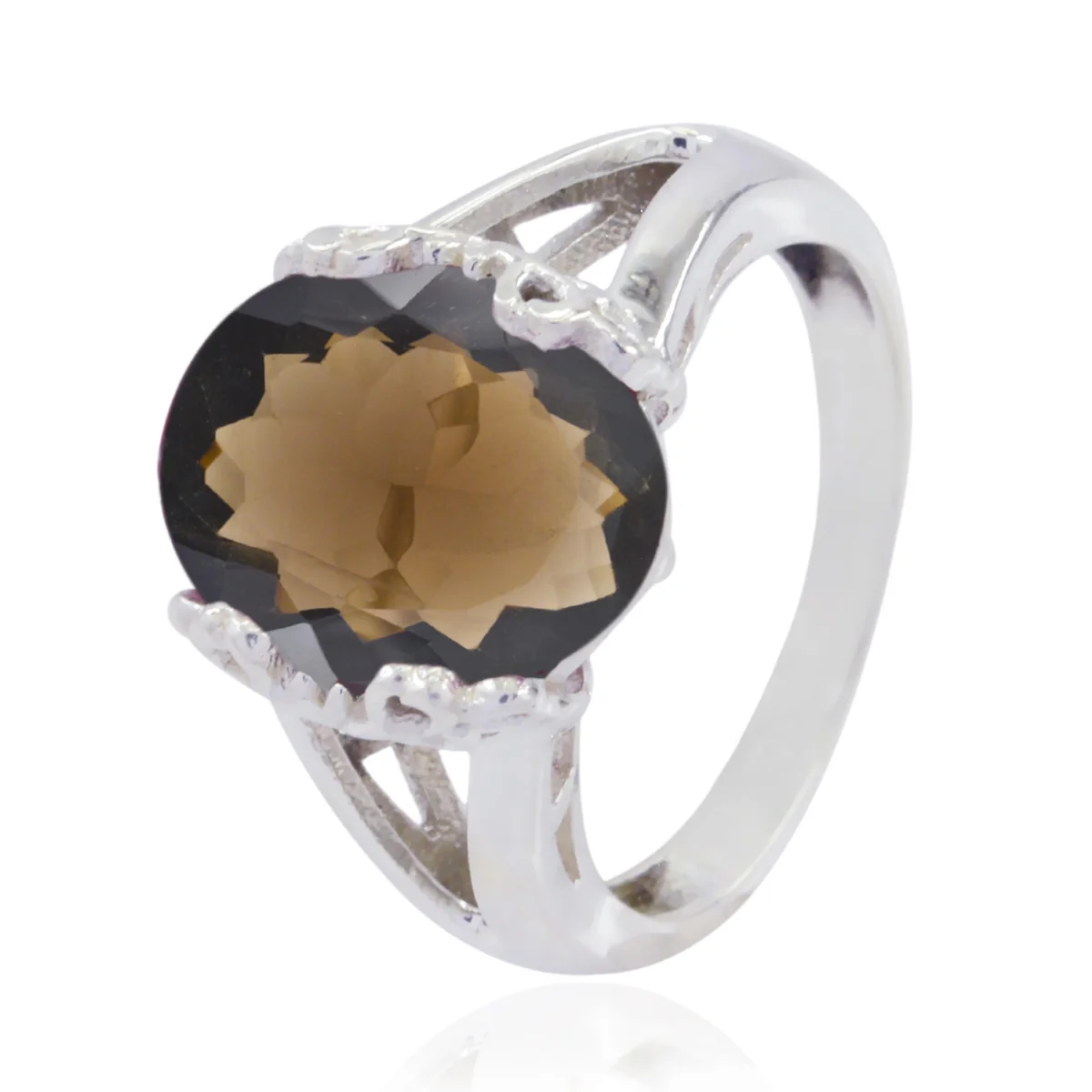 smoky quartz Solitaire African 925 Sterling Silver Brown Gemstones Minimal Artisan Ring Jewellery - Image 3