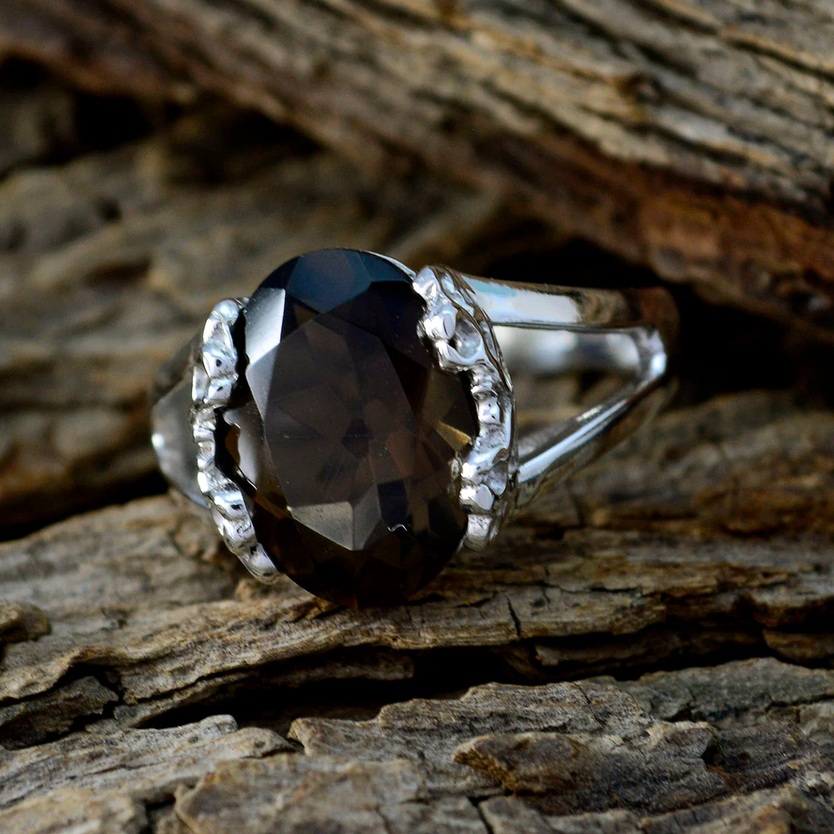 smoky quartz Solitaire African 925 Sterling Silver Brown Gemstones Minimal Artisan Ring Jewellery - Image 4