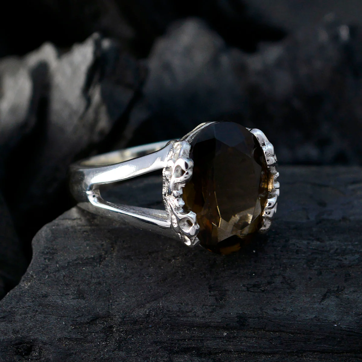 smoky quartz Solitaire African 925 Sterling Silver Brown Gemstones Minimal Artisan Ring Jewellery - Image 5
