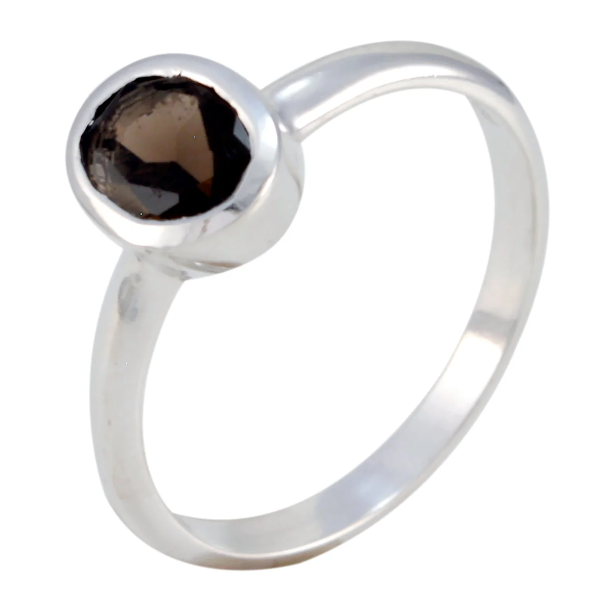 smoky quartz Solitaire American 925 Sterling Silver Brown Gemstone Delicate Luxurious Ring Jewelry - Image 3