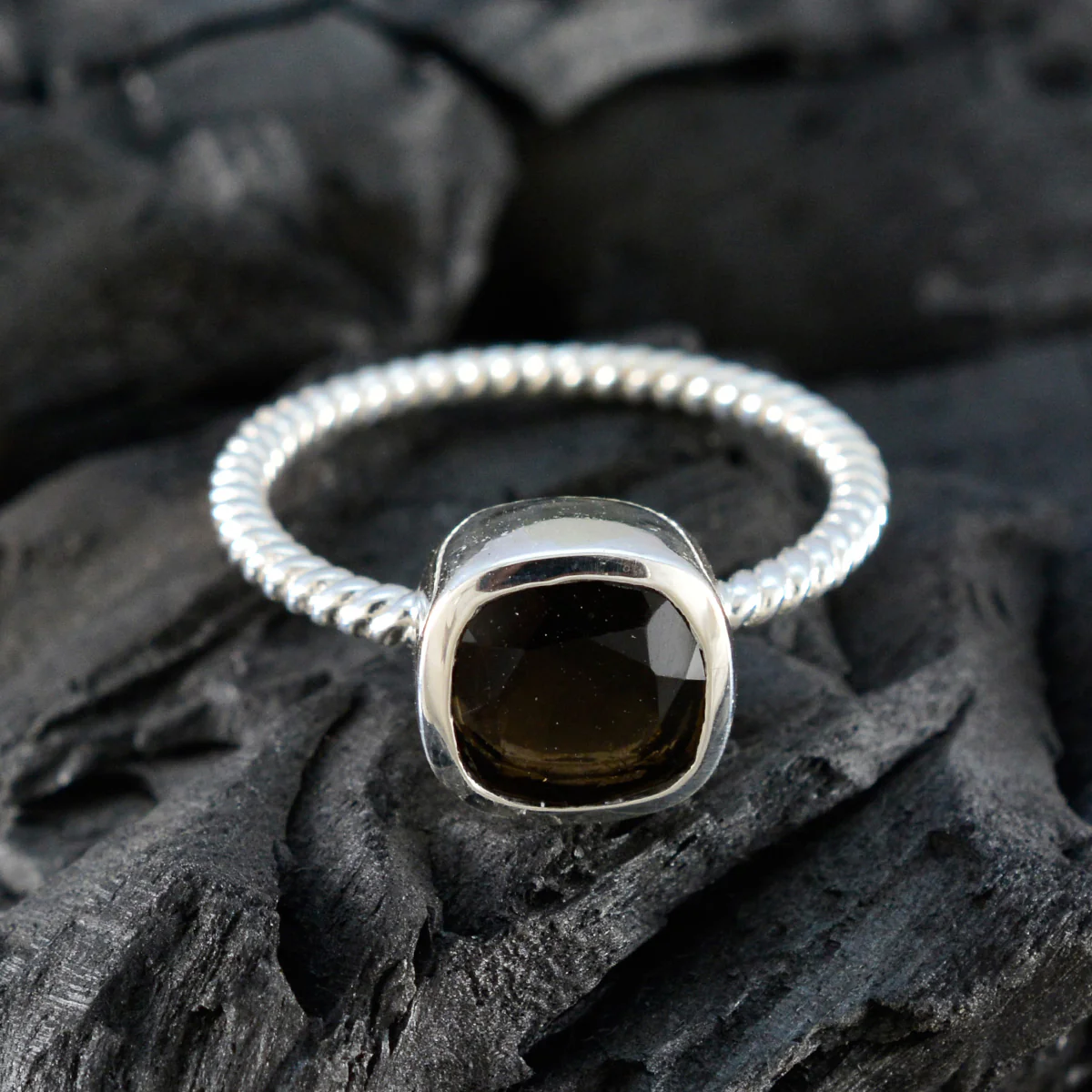 Smoky Quartz Solitaire American Silver Brown Gemstones Dainty Artisan Ring Jewellery - Image 4