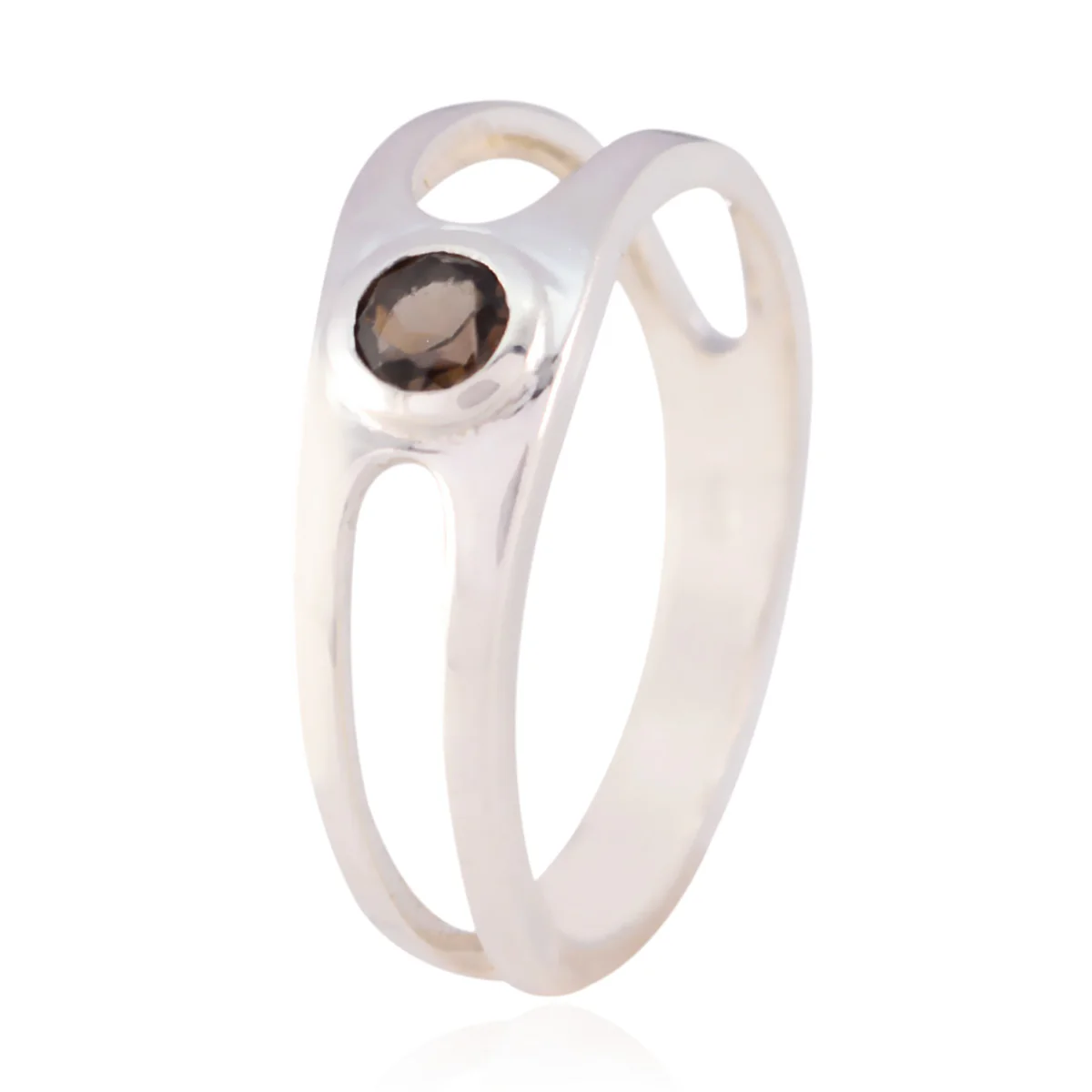 smoky quartz Solitaire American Sterling Silver Brown Gems Dainty Romantic Ring Jewellery - Image 3