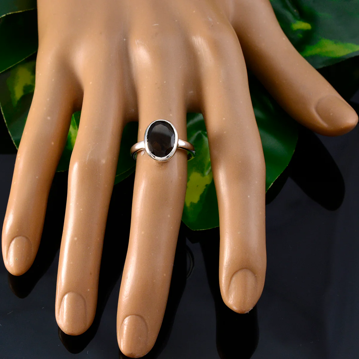 Smoky Quartz Solitaire American Sterling Silver Brown Gemstones Whisper-thin Modern Ring Jewellery - Image 5