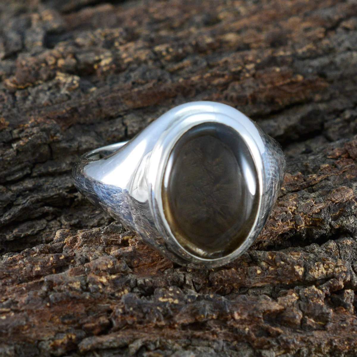Smoky Quartz Solitaire French Sterling Silver Brown Gemstone Classic Sophisticated Ring Jewelry - Image 3