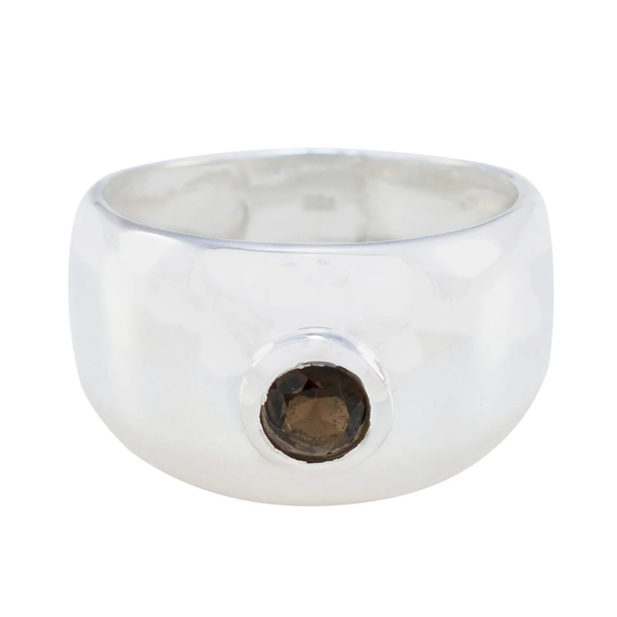 Smoky Quartz Solitaire German 925 Silver Brown Gemstone Eye-catching Romantic Ring Jewelry