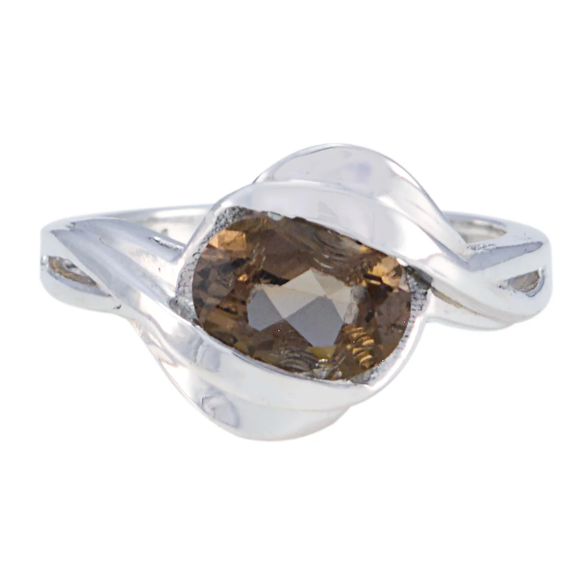 smoky quartz Solitaire German 925 Sterling Silver Brown Gemstone Featherlight Cultural Ring Jewelry - Image 3