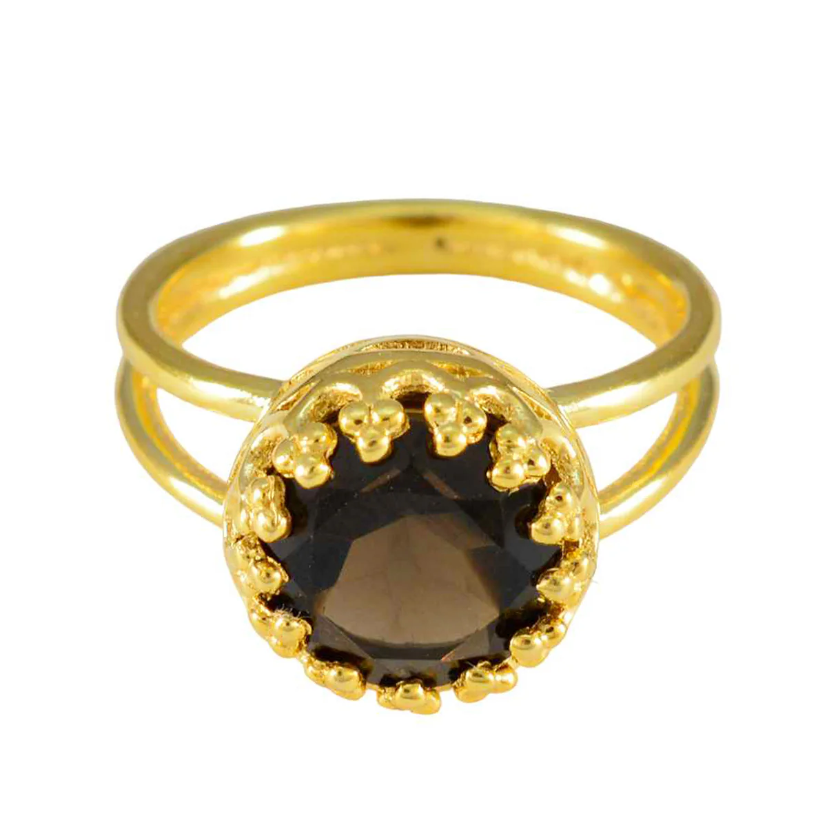 Smoky Quartz Solitaire Indian 925 Silver Brown Gemstones Minimal Feminine Ring Jewelry