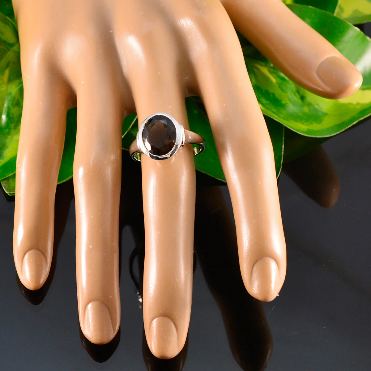 Smoky Quartz Solitaire Indian Sterling Silver Brown Gems Minimal Boho Ring Jewellery - Image 6