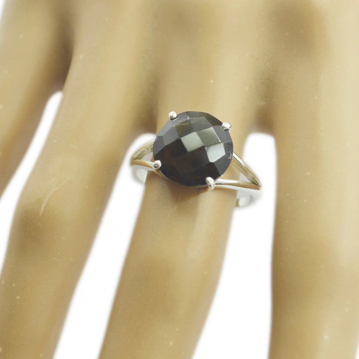 smoky quartz Solitaire Japanese 92.5 Silver Brown Gemstone Whisper-thin Feminine Ring Jewelry - Image 2