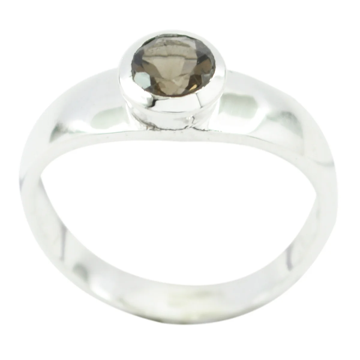 smoky quartz Solitaire Japanese 925 Sterling Silver Brown Gems Whisper-thin Contemporary Ring Jewelry