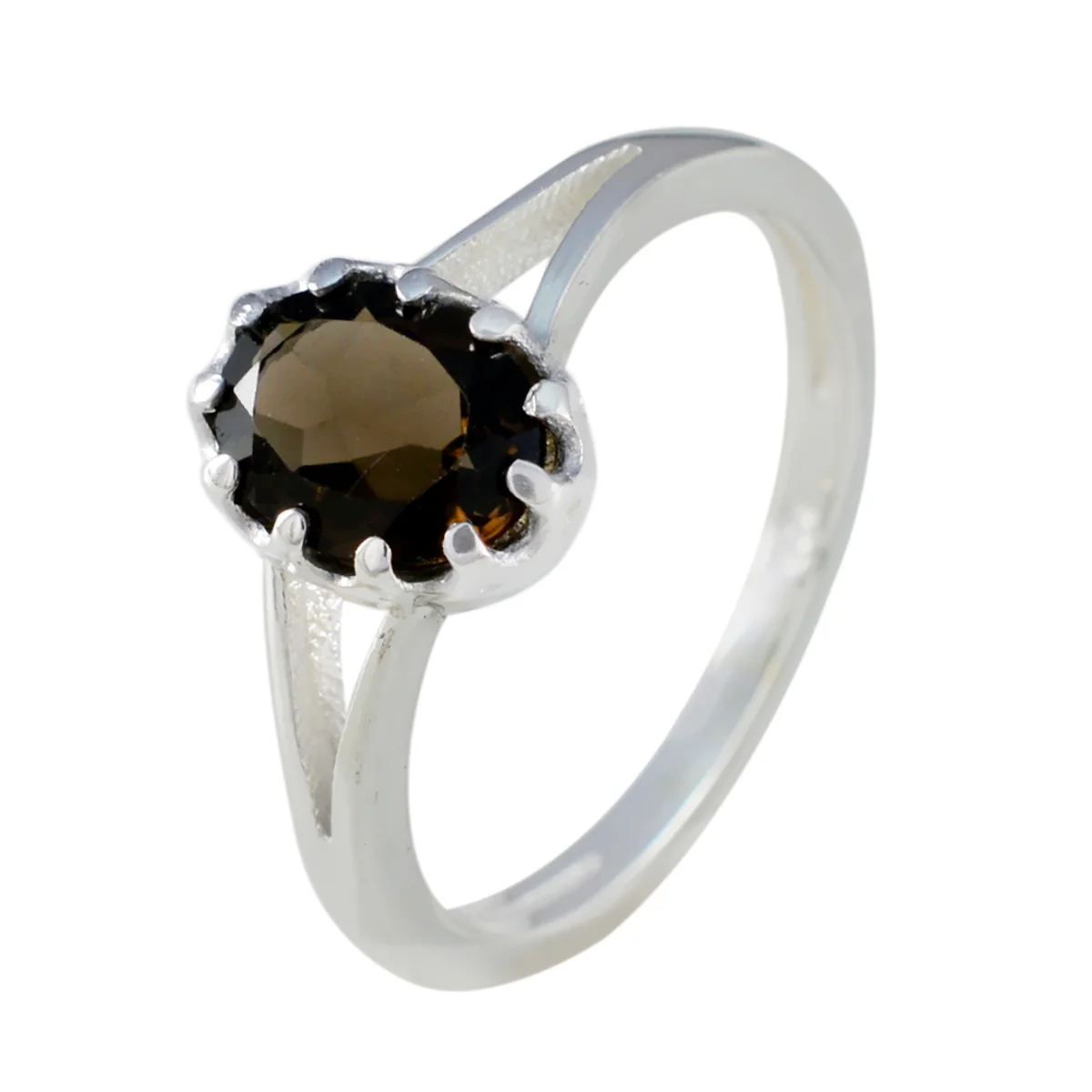 Smoky Quartz Solitaire Japanese Silver Brown Gemstone Dainty Contemporary Ring Jewellery - Image 2