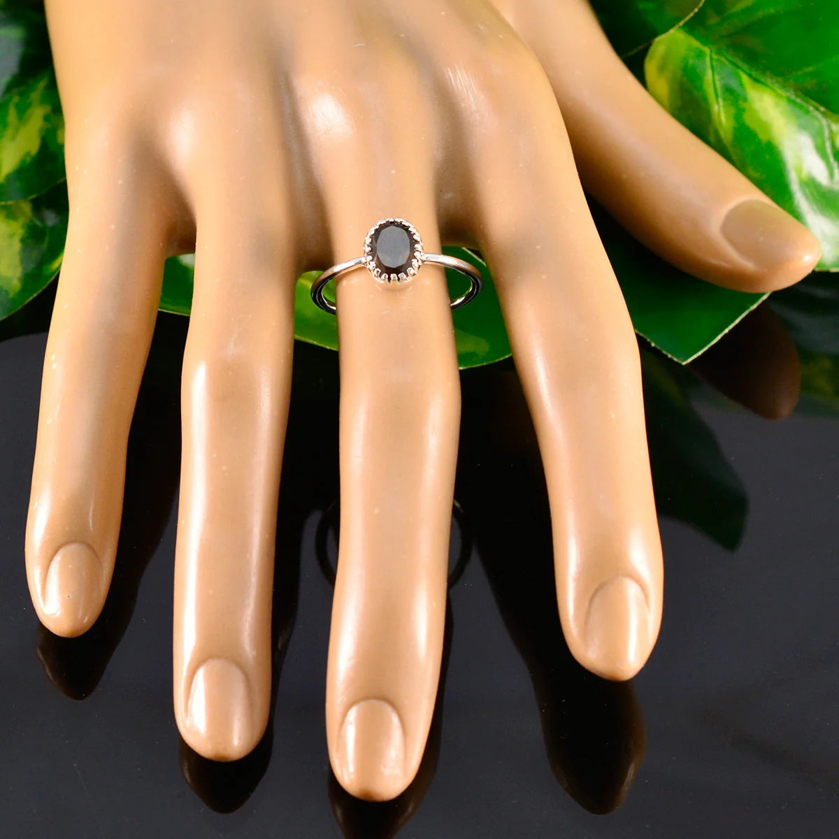 Smoky Quartz Solitaire Japanese Silver Brown Gemstones Delicate Glamorous Ring Jewellery - Image 5
