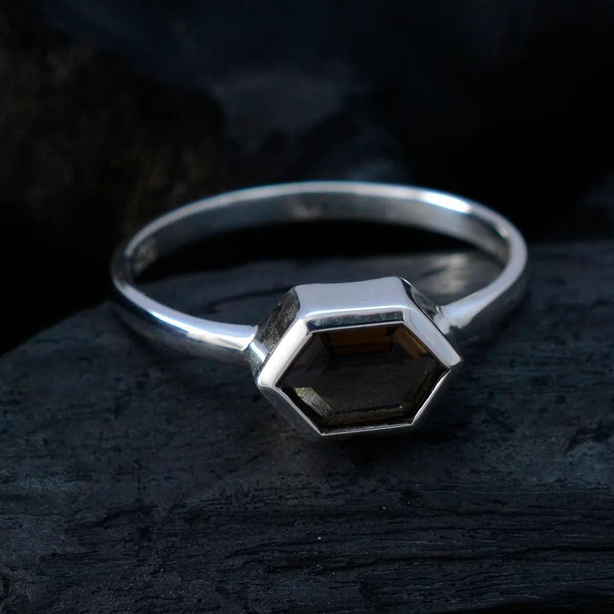 smoky quartz Solitaire Korean 925 Sterling Silver Brown Gems Dainty Artisan Ring Jewellery - Image 4