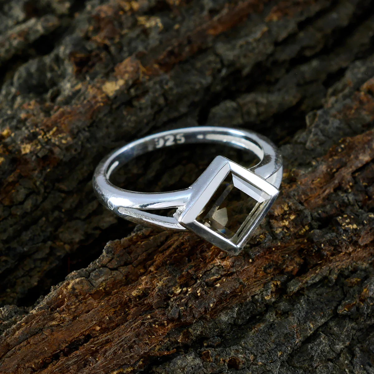 Smoky Quartz Solitaire Korean 925 Sterling Silver Brown Gemstones Dainty Fairytale Ring Jewelry - Image 3