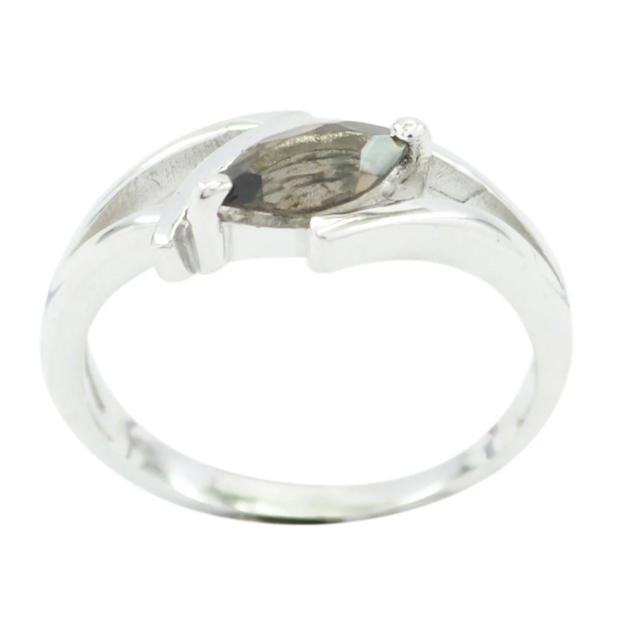 smoky quartz Solitaire Korean Silver Brown Gemstones Dainty Contemporary Ring Jewellery