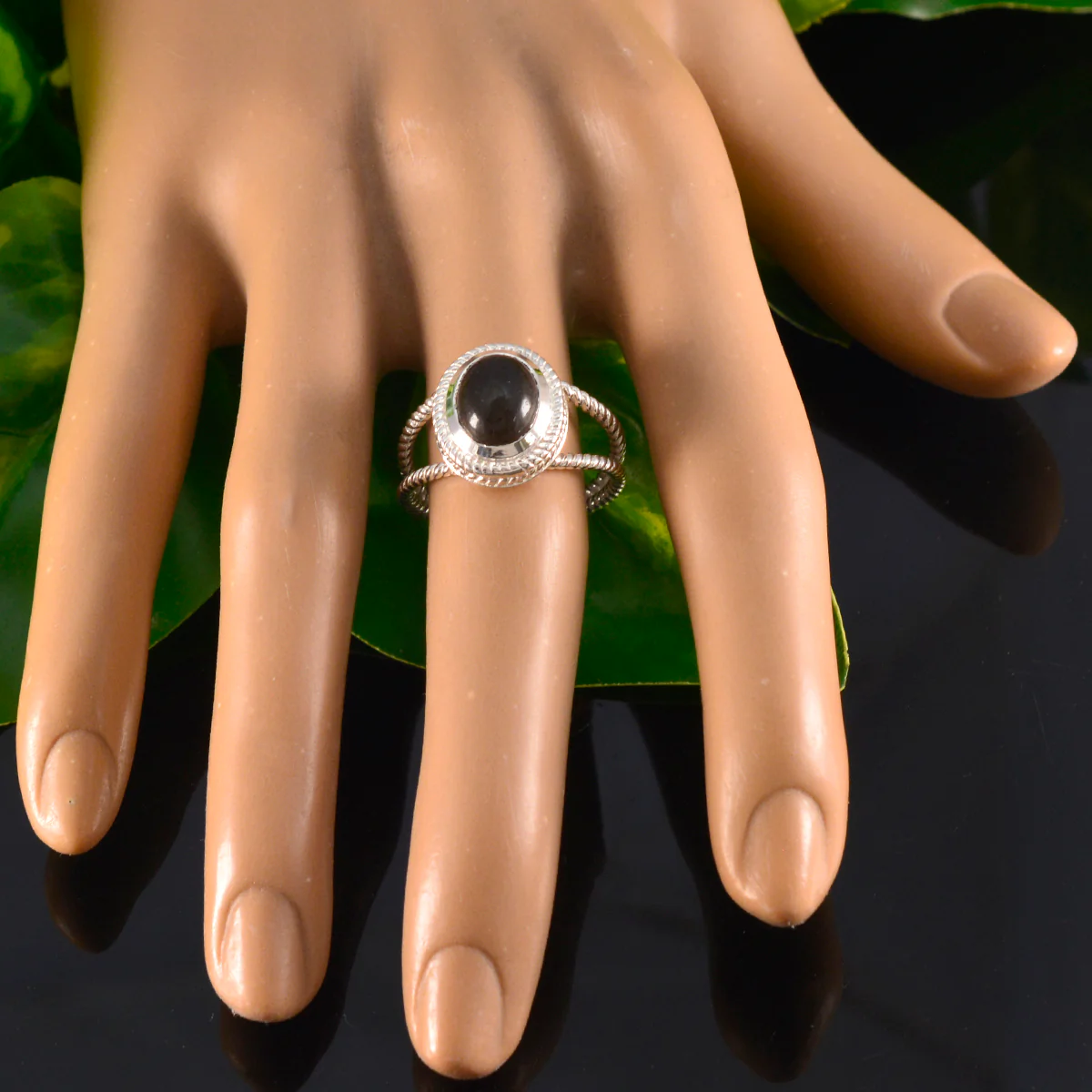 Smoky Quartz Solitaire Latin American Sterling Silver Brown Gemstone Classic Rope-Wire Ring Jewelry - Image 5