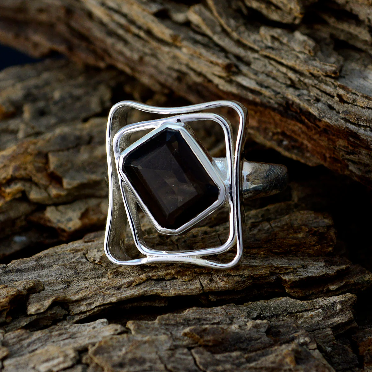 smoky quartz Solitaire Moroccan Silver Brown Gemstones Mid-weight Signet Ring Jewellery - Image 3