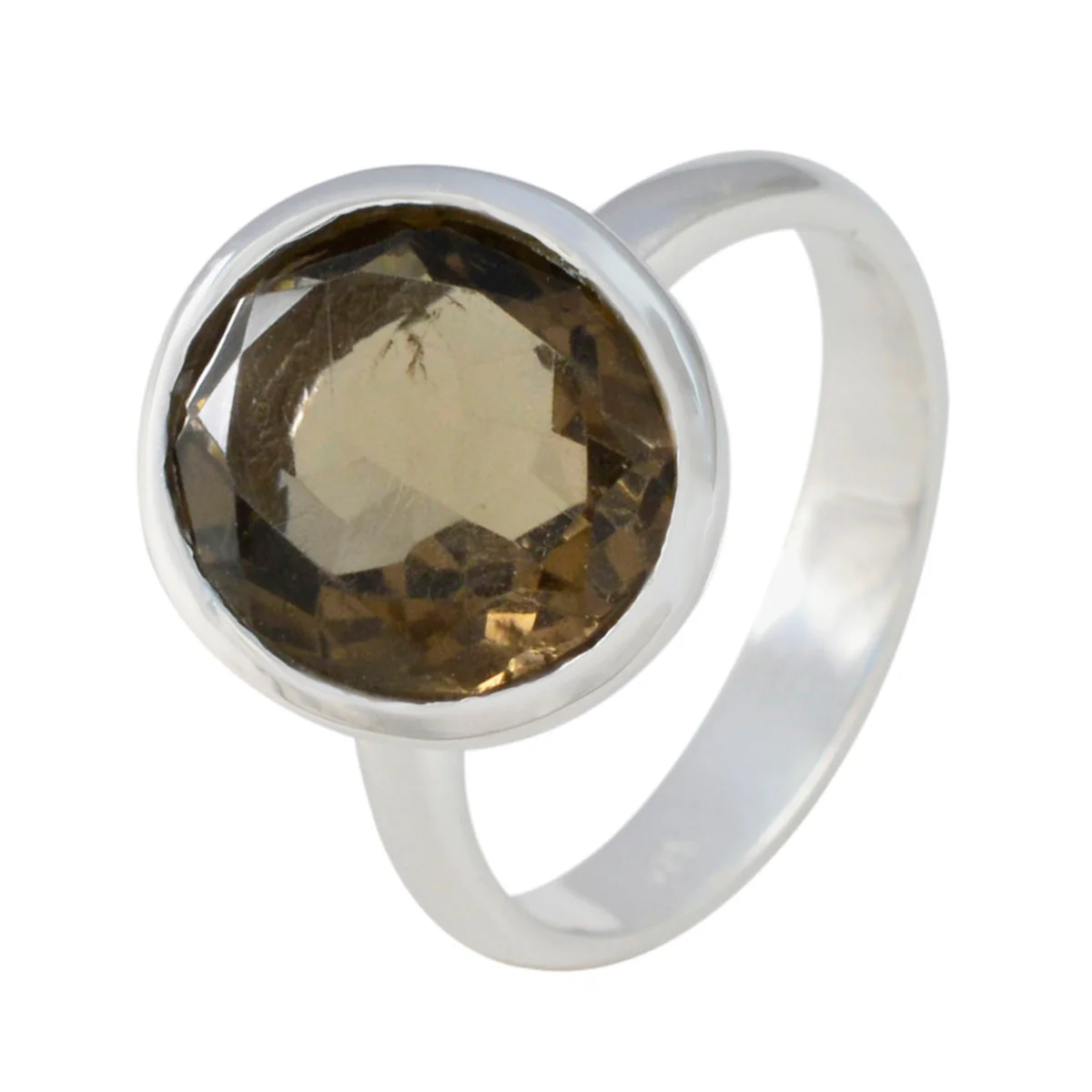 Smoky Quartz Solitaire Russian 925 Sterling Silver Brown Gemstones Minimal Modern Ring Jewelry - Image 3