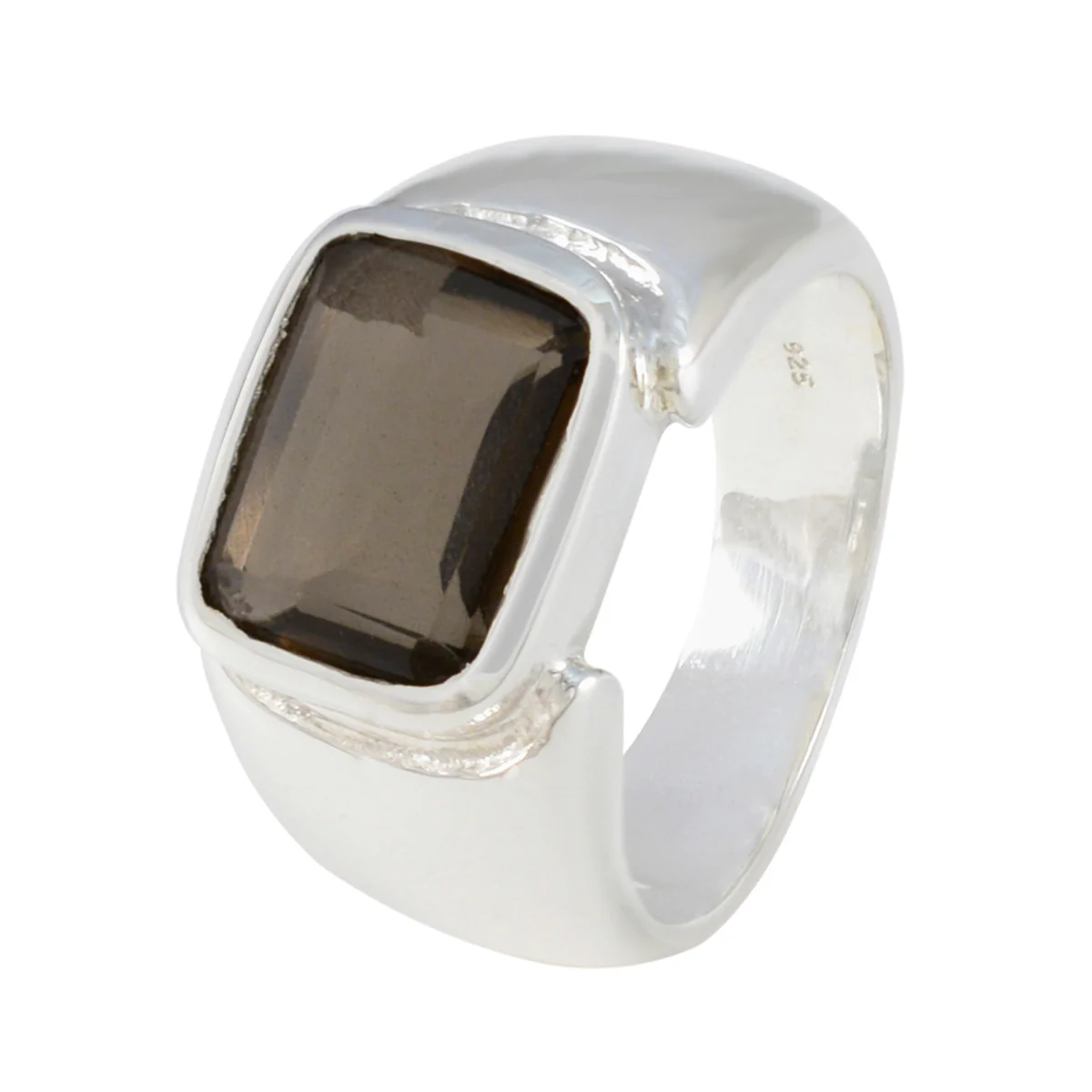 Smoky Quartz Solitaire Russian Silver Brown Gemstone Essential Contemporary Ring Jewellery - Image 2