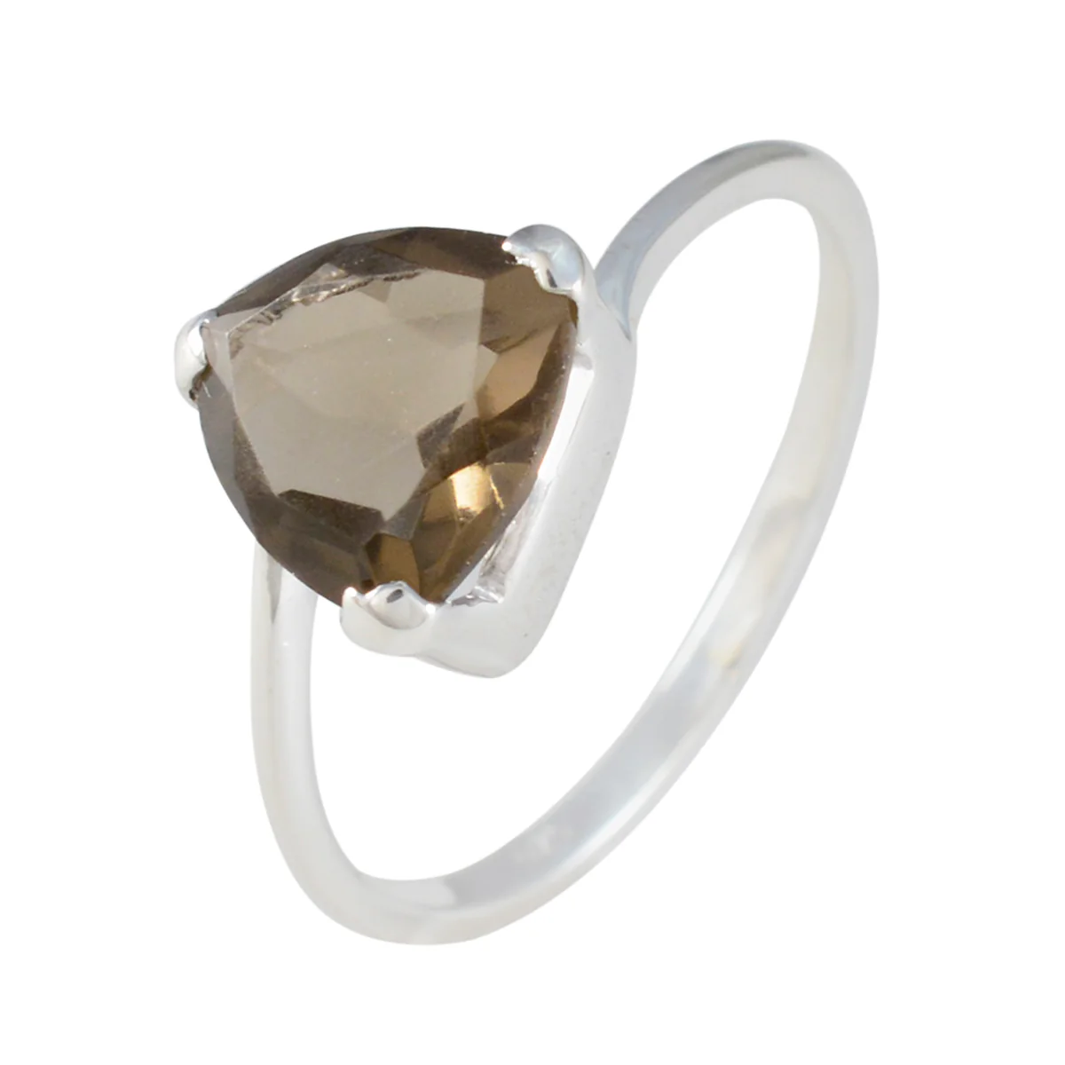 Smoky Quartz Solitaire Russian Sterling Silver Brown Gems Delicate Boho Ring Jewelry - Image 2