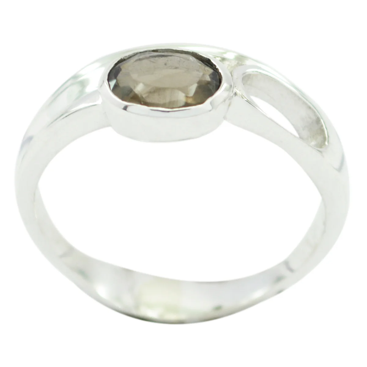 smoky quartz Solitaire Russian Sterling Silver Brown Gems Featherlight Ethnic Ring Jewelry