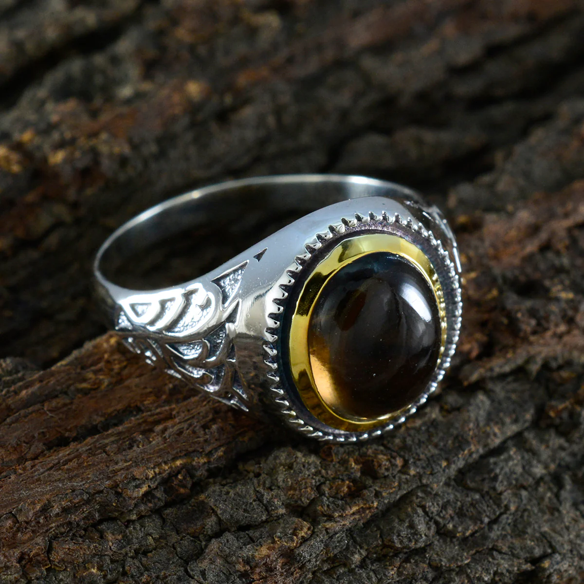 Smoky Quartz Solitaire Spanish 925 Sterling Silvers Brown Gems Eye-catching Filigree Ring Jewellery - Image 3