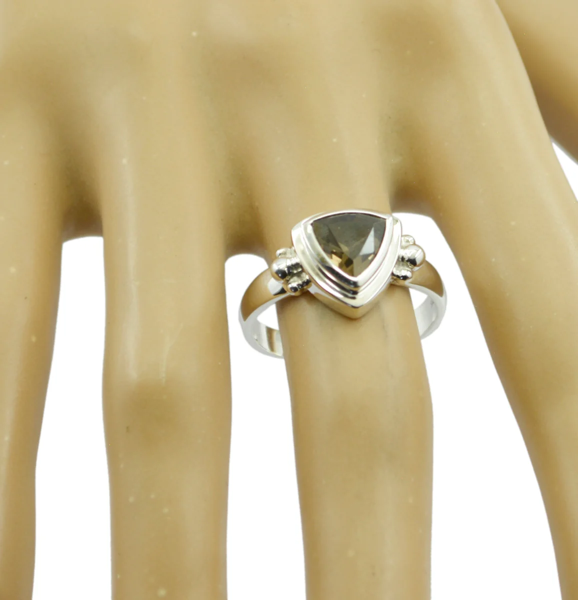 smoky quartz Solitaire Turkish 92.5 Silver Brown Gems Slim Heritage Ring Jewelry - Image 3