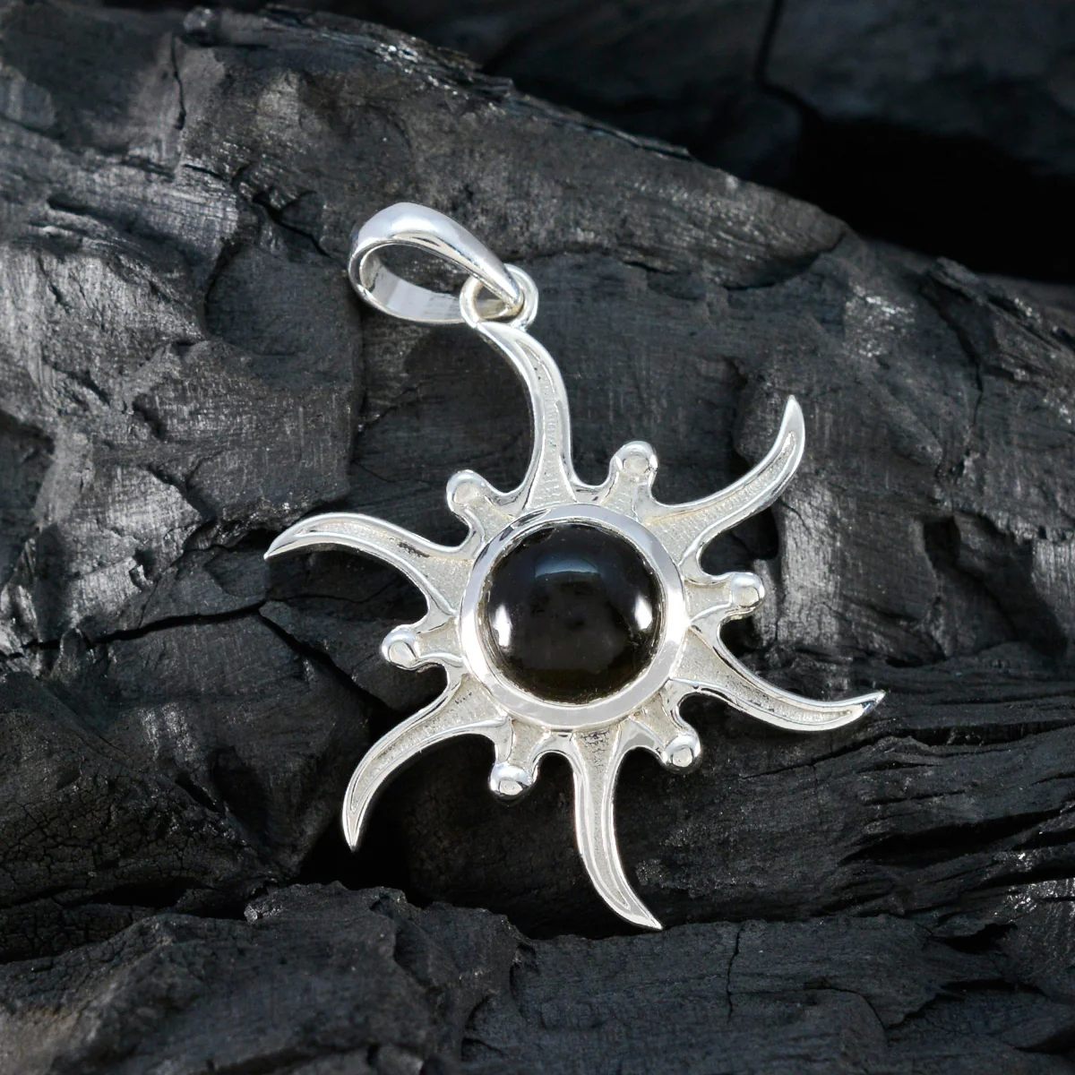 Smoky Quartz Tiny Italian 925 Silver Solitaire Charlotte propsel Brown Pendant Jewelry - Image 4